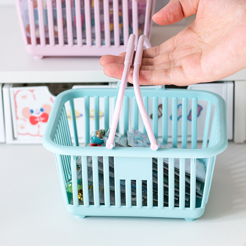 ins桌面收纳篮迷你超市购物篮可爱粉色蓝色摆件装饰拍照道具包邮,淘宝优惠券,粉丝福利购,淘宝优惠卷