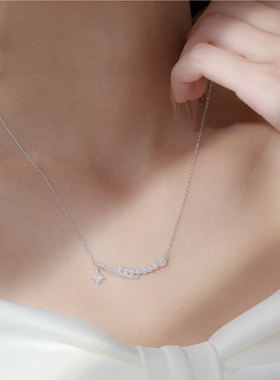 银十字链S999纯银一本芒星月项链