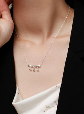 银十字链S999足银镂空金钱弯项链