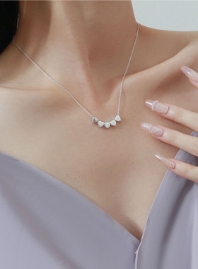 银十字链S999纯银心心相连项项链