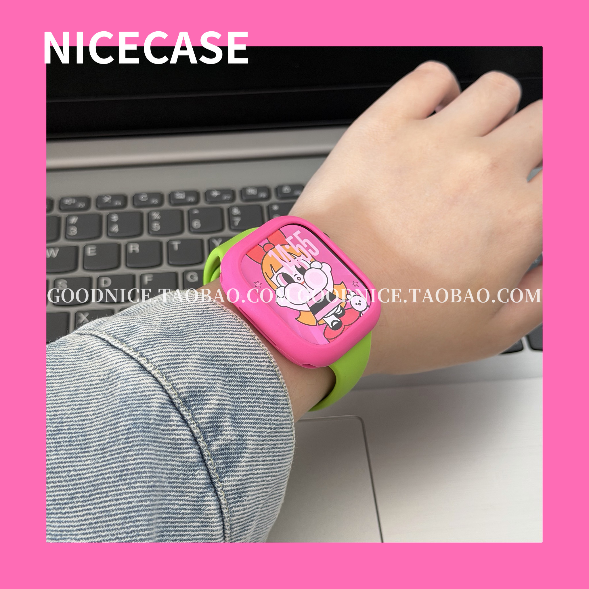 ins超火撞色表带软壳适用iwatchs11苹果s10荧光绿粉se新ultra细款 - 图1