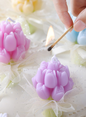 郁金香手捧花网纱香薰蜡烛生日