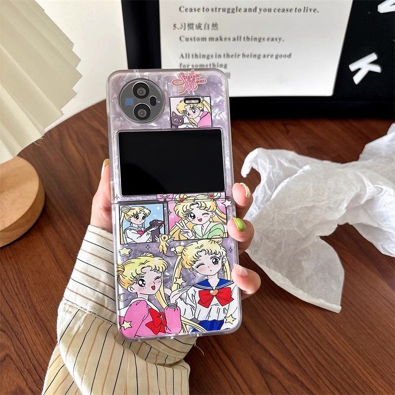 ins小清新卡通美少女战士适用于VIVOXFLIP手机壳创意新款vivo xflip小折叠屏手链Xflip全包贝壳纹防摔保护套,淘宝优惠券,粉丝福利购,淘宝优惠卷