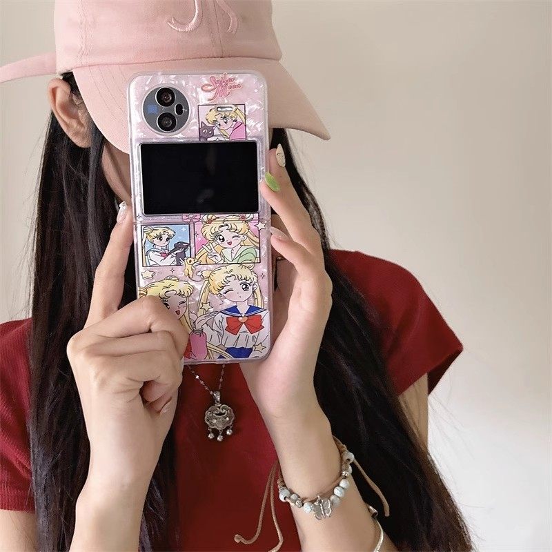 ins小清新卡通美少女战士适用于VIVOXFLIP手机壳创意新款vivo xflip小折叠屏手链Xflip全包贝壳纹防摔保护套,淘宝优惠券,粉丝福利购,淘宝优惠卷
