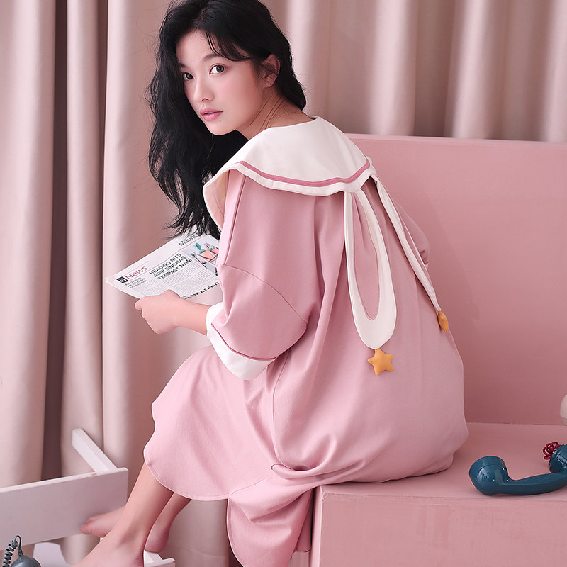 春秋季夏纯棉兔家居服套装ins睡裙 美腾睡衣/家居服套装
