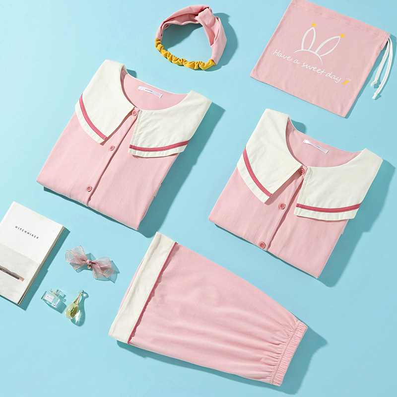 春秋季夏纯棉兔家居服套装ins睡裙 美腾睡衣/家居服套装