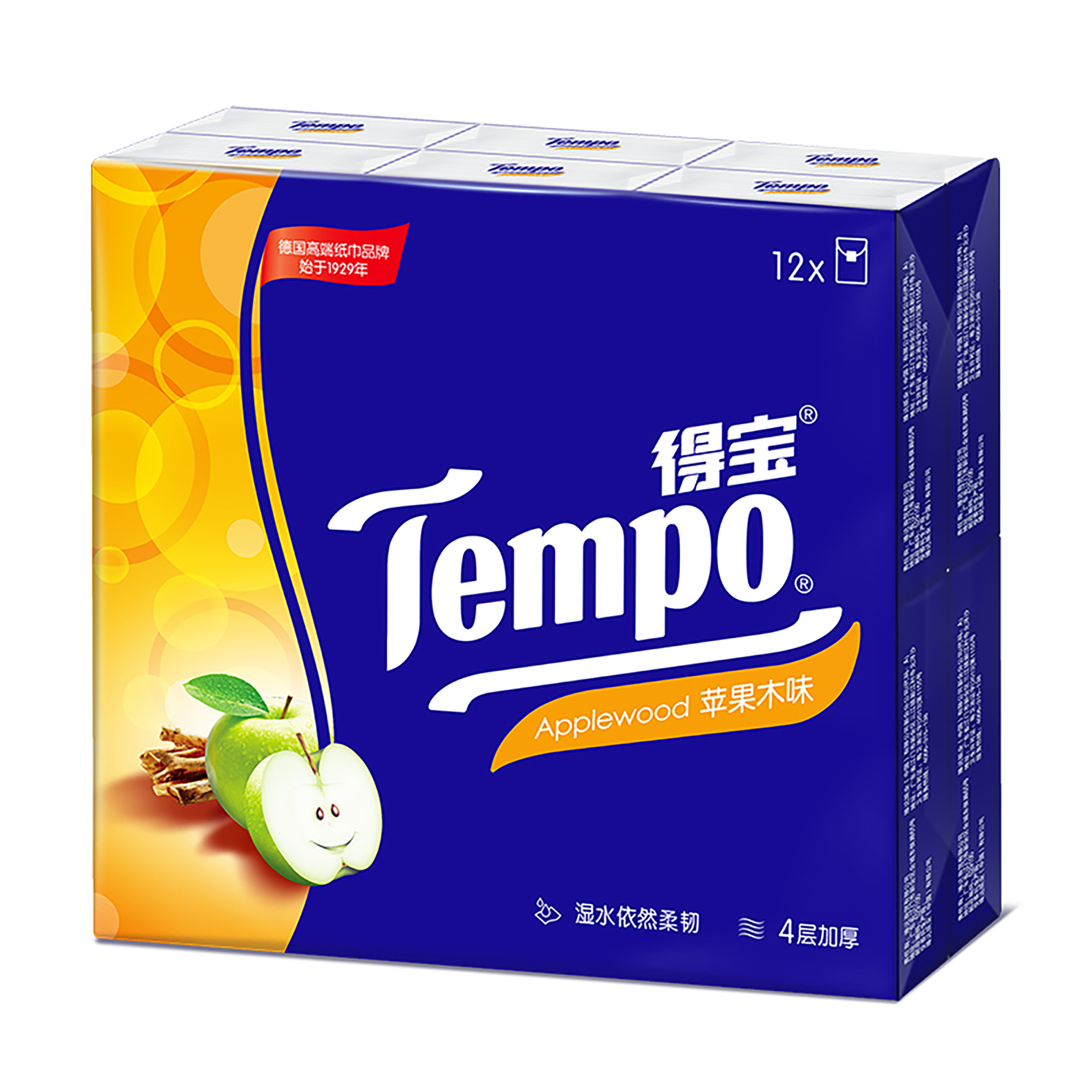 Tempo得宝迷你手帕纸4层加厚苹果木味德宝36包餐巾纸小包随身装-图1