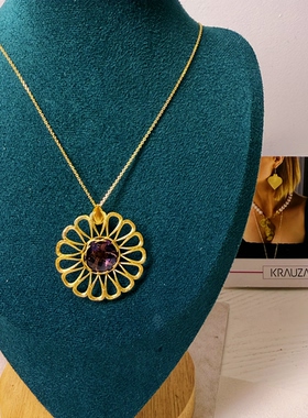 意大利进口 专柜新款 925银镀金花丝套装 耳坠 项链