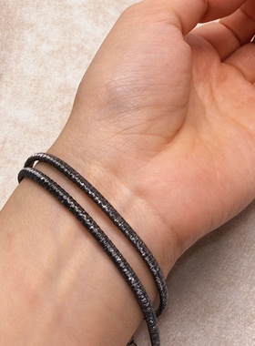 意大利进口925银镀黑银项链 专柜品质  45+5cm