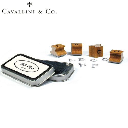 Cavallini复古手帐印章铁盒收纳套装木质橡皮邮戳字母精致图案 - 图0