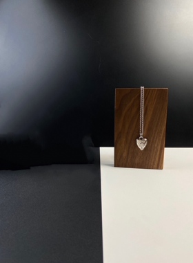 纯银做旧心形项链吊坠