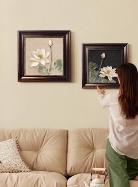 中古风客厅背景组合挂画