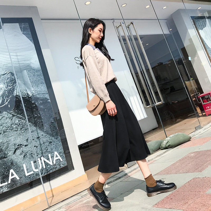 a字裙ins风女初秋中长款半身裙 然可服饰半身裙
