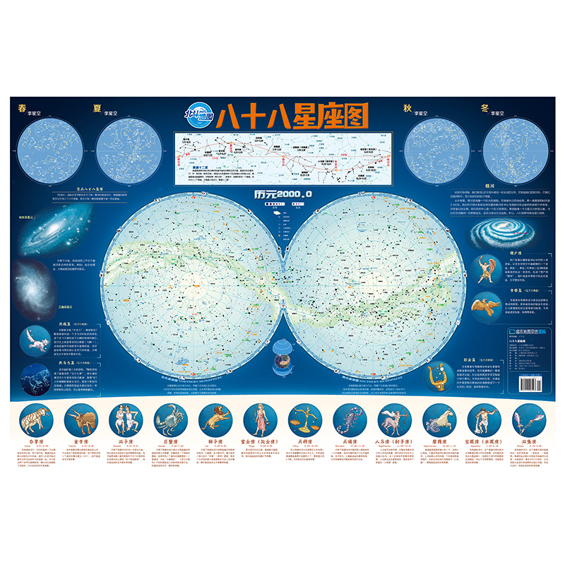 【北斗官方】共2张太阳系八十八88星座地图新版  约86*60cm覆膜少儿童房间贴图 儿童星座科普百科启蒙益智装饰贴画学生用地图 - 图3