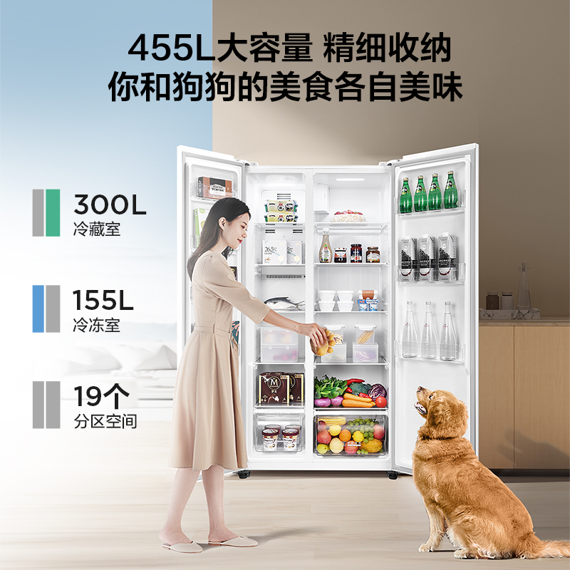 TCL家用455L超薄款双开门对开门冰箱扁簿无霜一级嵌入式深度60cm - 图2