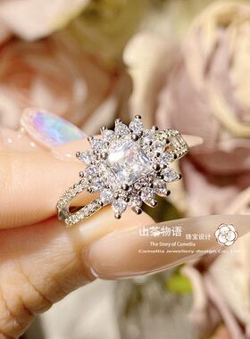pt950爆款结婚粉钻克拉镀锆石钻
