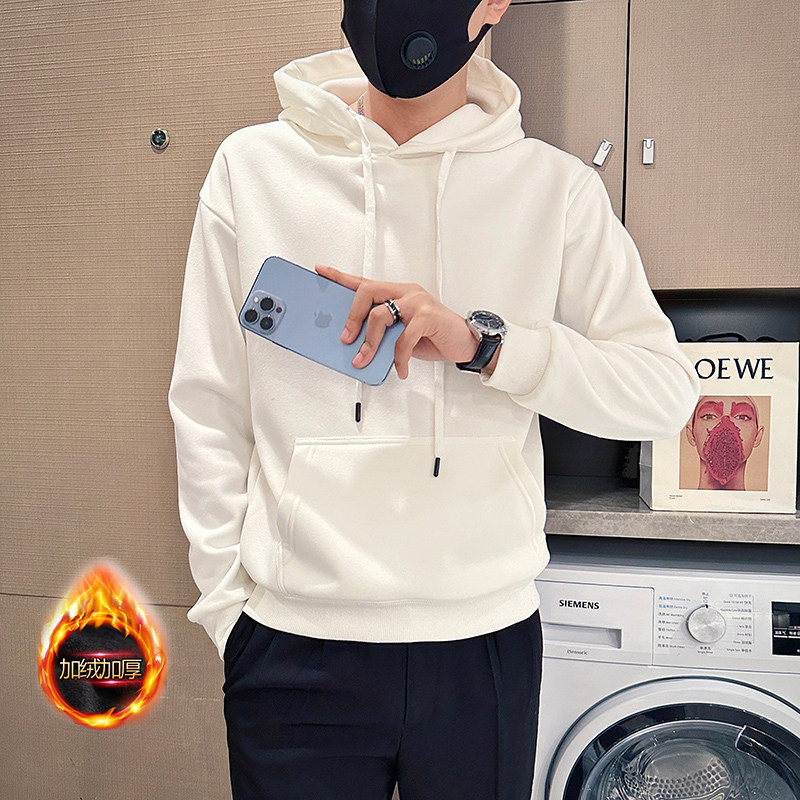 155小码男装冬季加绒加厚连帽卫衣男矮个子纯色套头S号XS修身外套,淘宝优惠券,粉丝福利购,淘宝优惠卷