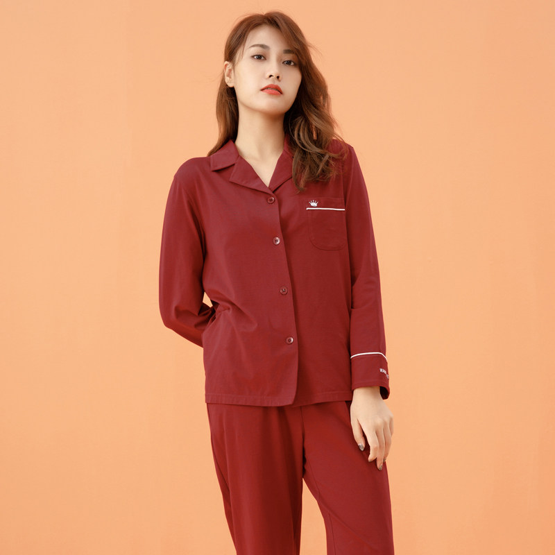 新款全棉结婚春秋款情侣一对睡衣 雪仙丽睡衣/家居服套装