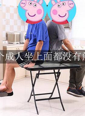 奶茶店户外折叠桌网红阳台小桌子家用钢化玻璃简易餐桌茶几圆桌椅