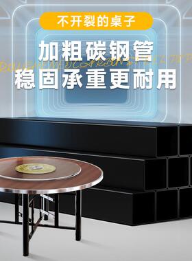 实木餐桌圆桌家用小户型吃饭圆桌子带转盘酒店饭店大桌子折叠饭桌
