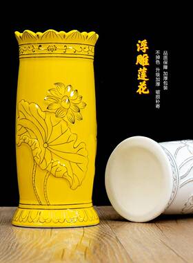 黄色压花插花香管黄金香管陶瓷香管 大香管