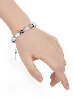 CASH COWS 原创花朵天然淡水巴洛克异形珍珠手链不规则灰白高级感