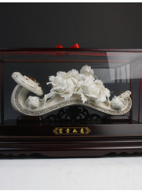 如意艺术风洛阳牡丹描金德化陶瓷