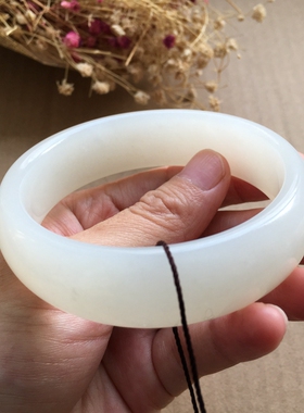 和田玉手镯少女玉镯子白玉款天然玉石BY59正品证书保真疯哥