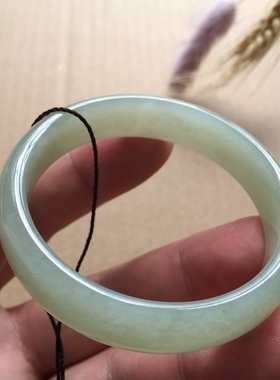 和田玉手镯少女玉镯子白玉款QY50天然青玉正品证书保真玉石疯哥