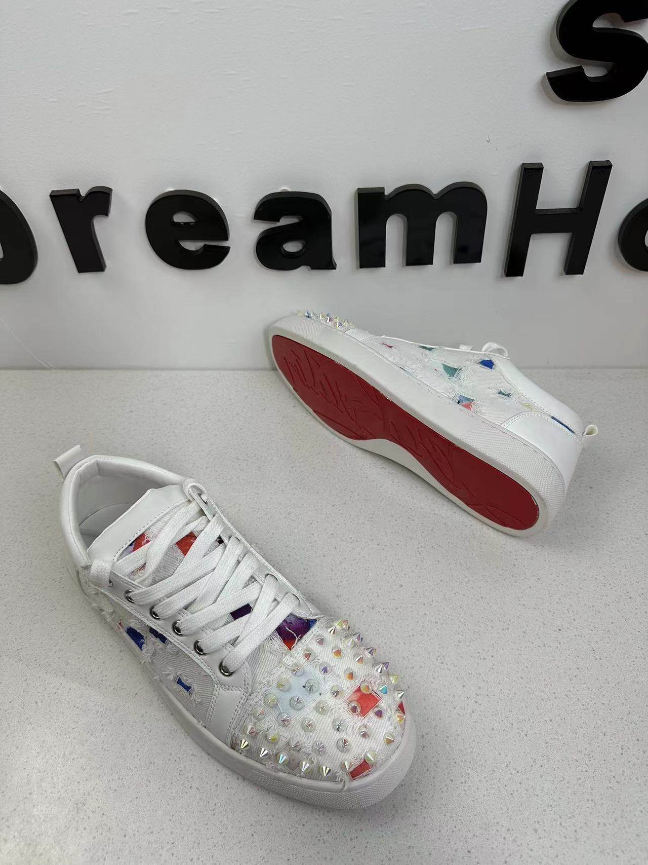 欧洲站CL2024新款铆钉红底鞋个性帆布破洞星空小白鞋百搭休闲板鞋,淘宝优惠券,粉丝福利购,淘宝优惠卷