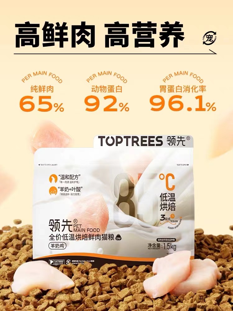 Toptrees领先烘焙猫粮鸡肉羊奶低温烘干猫主粮高蛋白益生菌养胃粮 - 图1