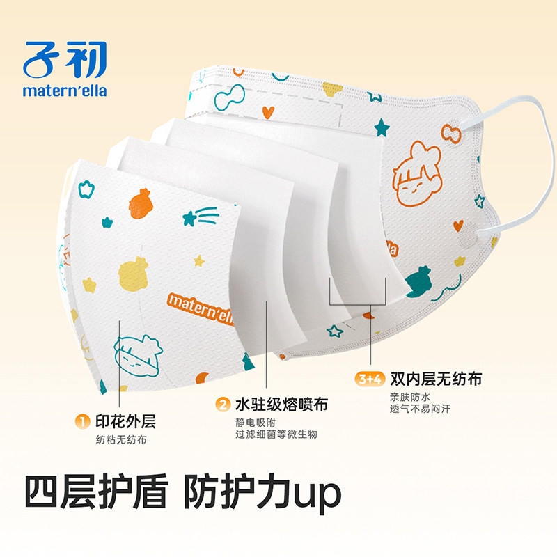 子初儿童口罩四季3D立体口罩舒适不勒耳朵婴童宝宝用非国标30片
