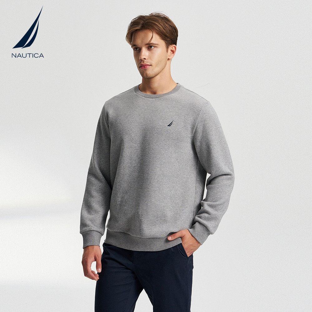 NAUTICA/诺帝卡男装棉纺磨毛柔软亲肤简约款加绒春秋款长袖卫衣