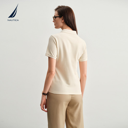NAUTICA/诺帝卡女装26夏季新品亲肤柔软弹力翻领短袖POLOT恤 - 图2