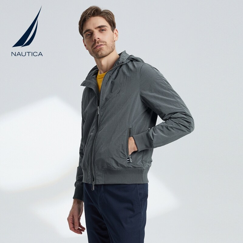 NAUTICA/诺帝卡男装春季进口面料立领隐藏帽质感夹克外套男JO2101_虎窝淘