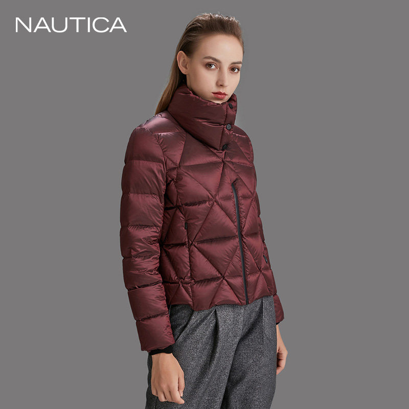 NAUTICA/诺帝卡黑帆限量女装秋冬保暖可拆高领短款羽绒服04JB06_虎窝淘
