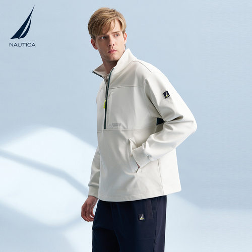NAUTICA/诺帝卡男装春秋款航海风宽松挺括撞色半开襟卫衣KS4306 - 图0