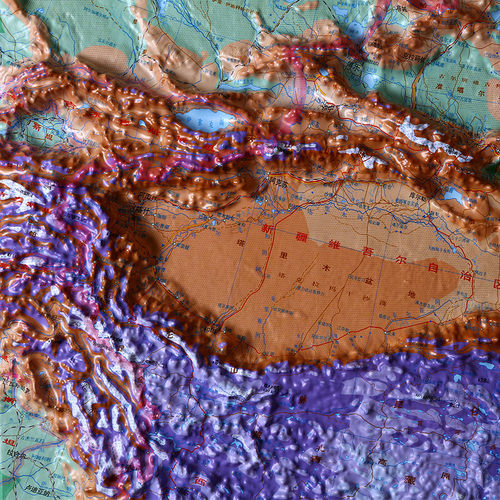 中国地图挂图中国地形图  3D凹凸立体地图1.1米*0.8三维墙贴挂画办公室家用墙贴 地势地貌图 中学生学习地理知识星球地图 - 图2