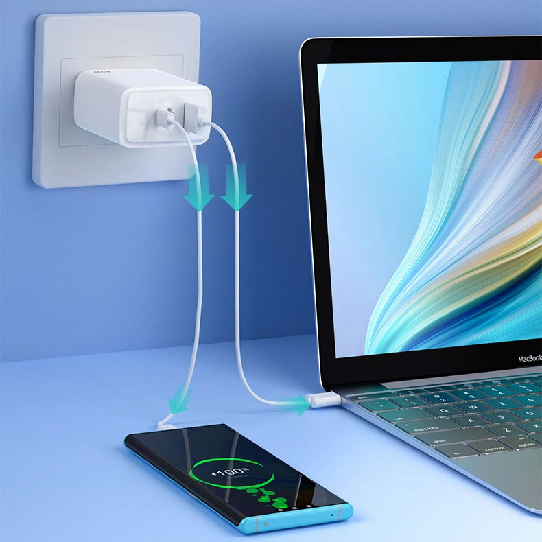 65W充电器三口PD快充插头适用苹果手机笔记本45w电脑Macbook Air/pro充电头小米华为ipad通用氮化镓,淘宝优惠券,粉丝福利购,淘宝优惠卷