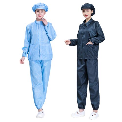 无尘服分体蓝白防护服短款静电衣男女工作服上衣洁净服防尘食品厂-图1