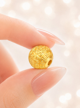 千年珠宝黄金转运珠女足金999金珠DIY手链小金珠手串新款正品送礼