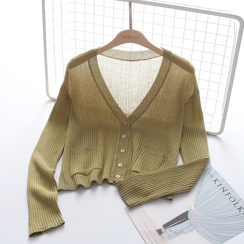 短款外搭冰丝针织开衫 邦德宝依毛针织衫