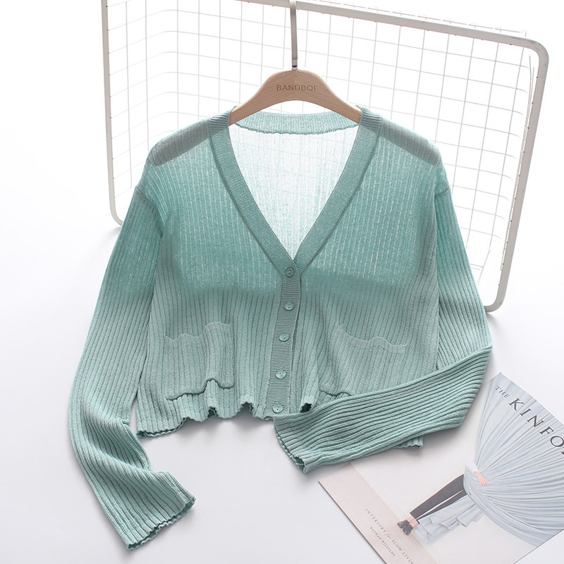 短款外搭冰丝针织开衫 邦德宝依毛针织衫