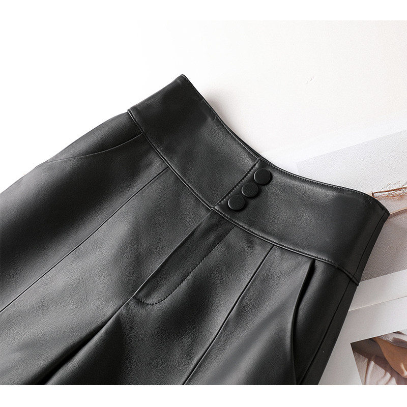 F10真皮女短裤绵羊皮秋冬新款高腰显瘦休闲宽松五分裤中裤,淘宝优惠券,粉丝福利购,淘宝优惠卷