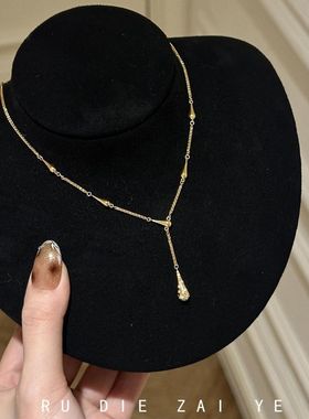 如蝶在野 瑞秋~vintage中古水滴流苏项链轻奢高级感锁骨链毛衣链