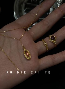 如蝶在野 vintage中古金色美拉德锁骨链轻奢高级感复古秋冬毛衣链