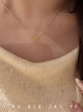 如蝶在野 柠檬心 ~招财黄锆爱心项链小众设计轻奢高级感锁骨链