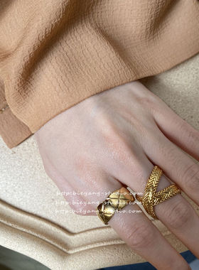 如蝶在野 时髦高级感欧美时尚ins黄铜网红金色复古潮流chic戒指女