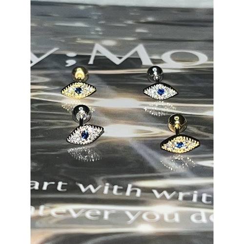 如蝶在野 恶魔之眼钛钢迷你闪锆耳饰免摘拧螺丝耳骨钉养耳洞女 - 图2