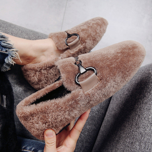 秋冬季时尚羊羔毛一脚蹬瓢鞋